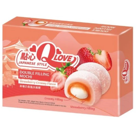 Mochi - QLove Creamy Strawberry Double Filling Mochi TWN 180g