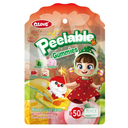 Produse Alimentare - QLove Mixed Fruit Peelable Gummies Christmas Edition CHN 60g