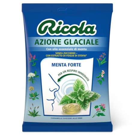 Jeleuri & Bomboane - Ricola Menta Forte fara zahar 70g