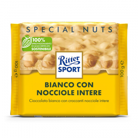 Ciocolată - Ritter Sport Bianco Nocciole Intere 100g