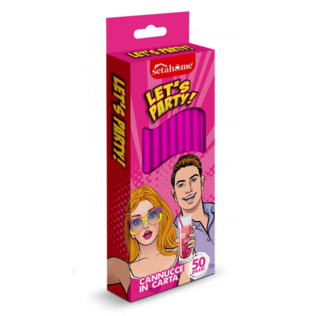 Accesorii băuturi - Setahome Paie Hartie Roz 50buc