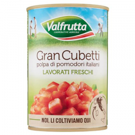 Suc de roșii, roșii decojite - Valfrutta Gran Cubetti 400g