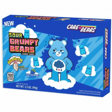 Jeleuri & Bomboane - Warheads Sour Grumpy Bears Blue Raspberry USA 99g (Exp. 30.11.25)