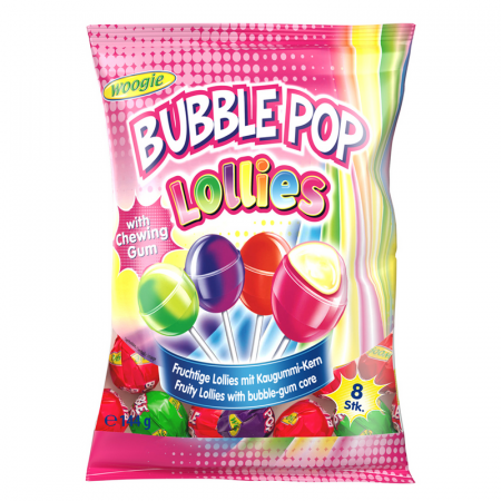 Jeleuri & Bomboane - Woogie Bubble Pop Lollies 144g