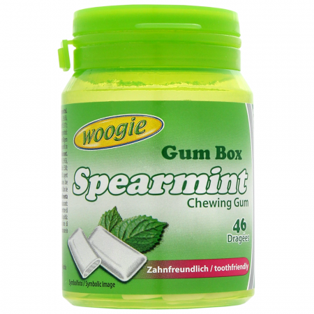 Gumă de Mestecat & Drajeuri - Woogie Chewing Gum Spearmint 64g