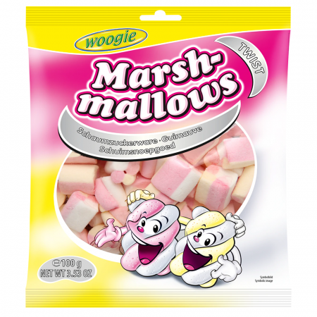 Jeleuri & Bomboane - Woogie Marshmallows Twist 100g