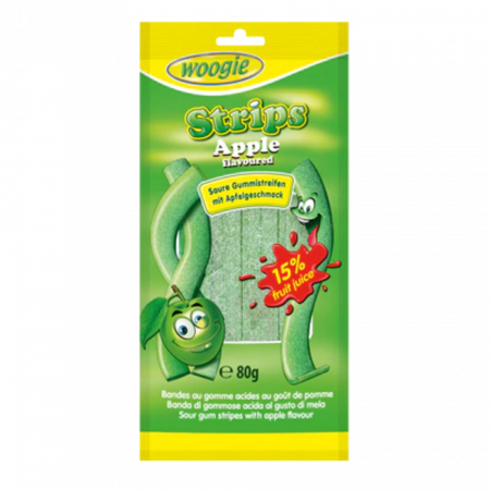 Jeleuri & Bomboane - Woogie Strips Apple 80g