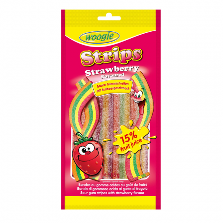 Jeleuri & Bomboane - Woogie Strips Strawberry 85g