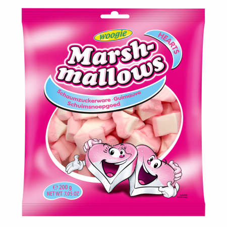 Jeleuri & Bomboane - Woogie Marshmallows Hearts 200g