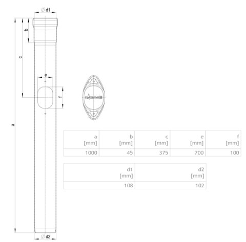 Burlan protectie cu fanta vizitare, 100x1000mm ZINCAT [1]