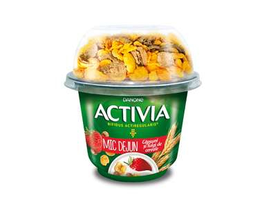 LACTATE OUA SI PAINE - ACTIVIA MIC DEJUN CAPSUNI CU FULGI DE CEREALE 168G