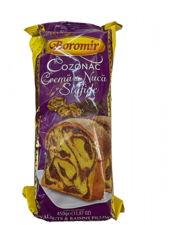 PRAJITURI VITRINA & COZONAC - BOROMIR COZONAC NUCA+STAFIDE 450G (8)