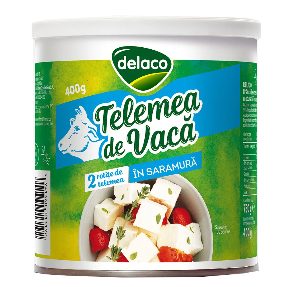 LACTATE OUA SI PAINE - DELACO TELEMEA VACA IN SARAMURA 400G***