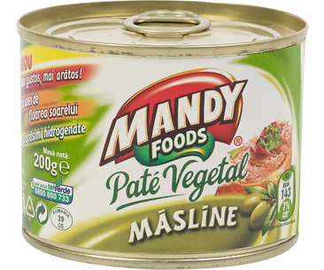 PATEURI SI CONSERVE CARNE - PESTE - MANDY PATE VEGETAL MASLINE 200G