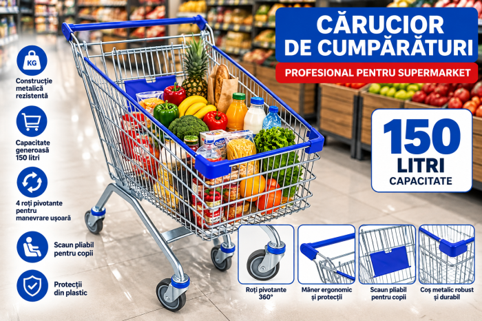 Cărucior de Cumpărături Metalic 150 Litri [2]