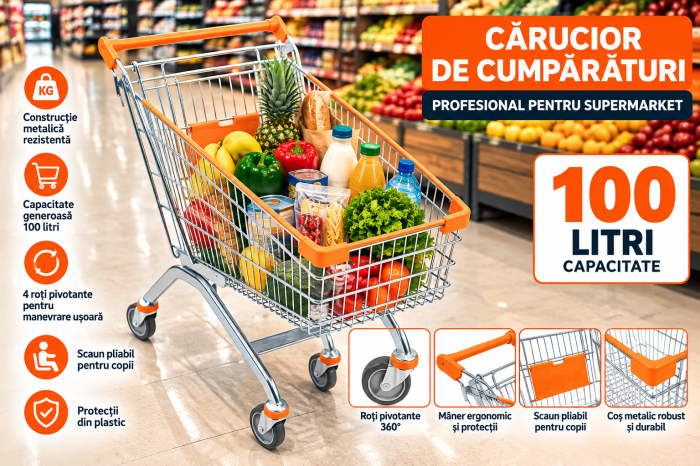 Cărucior de Cumpărături Metalic 100 Litri [2]