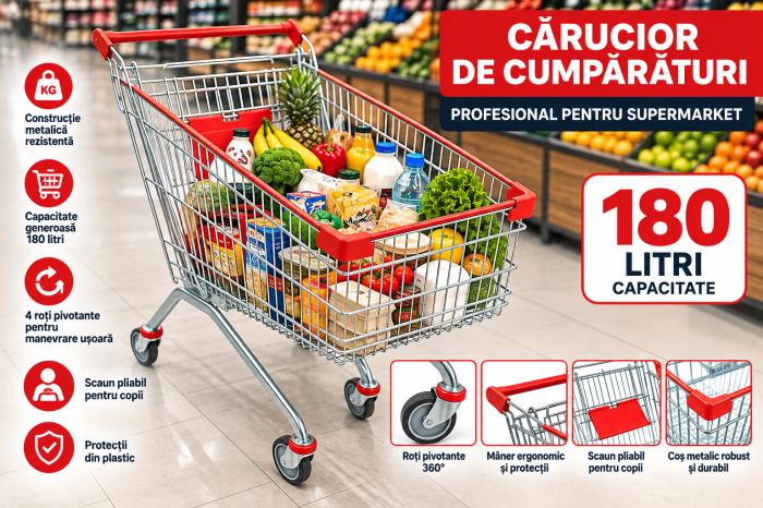 Cărucior de Cumpărături Metalic 180 Litri [2]