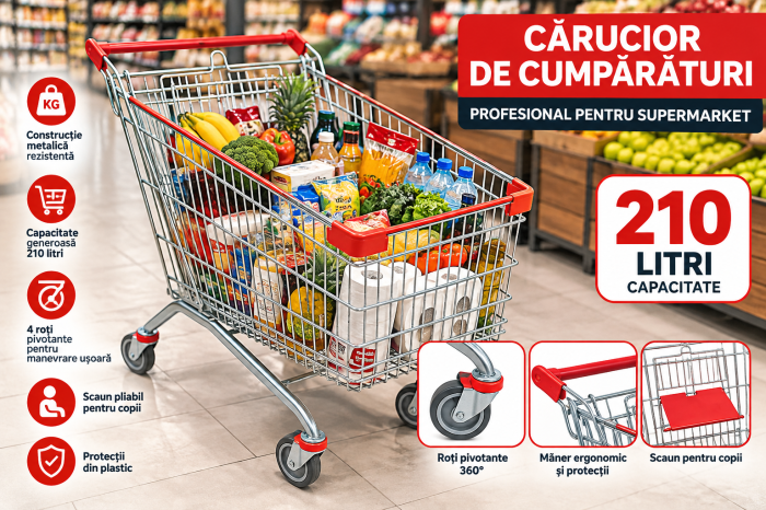 Cărucior de Cumpărături Metalic 210 Litri [2]