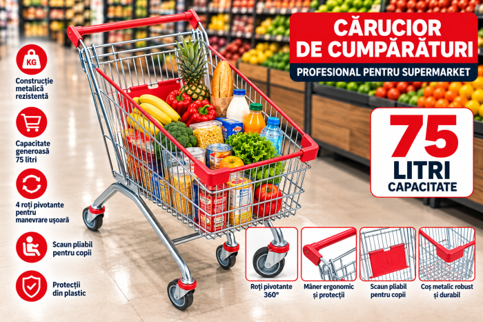 Cărucior de Cumpărături Metalic 75 Litri [2]