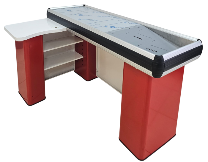 Masa L 160 cm pentru casa de marcat cu rama din aluminium Alb Rosu [3]