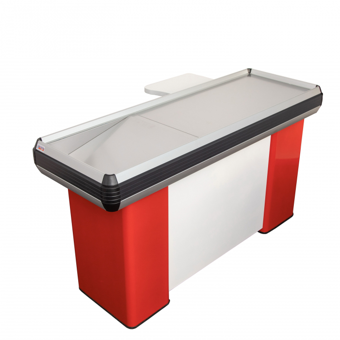 Masa pentru casa de marcat tip L cu rama din aluminium Alb/Rosu [2]