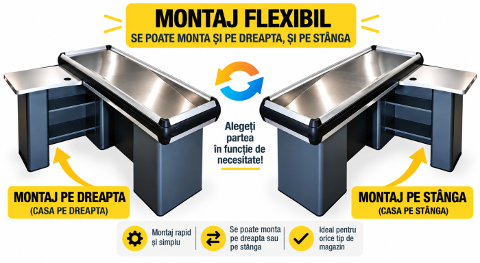 Masa pentru casa de marcat tip L cu rama din aluminium Gri Antracit [5]