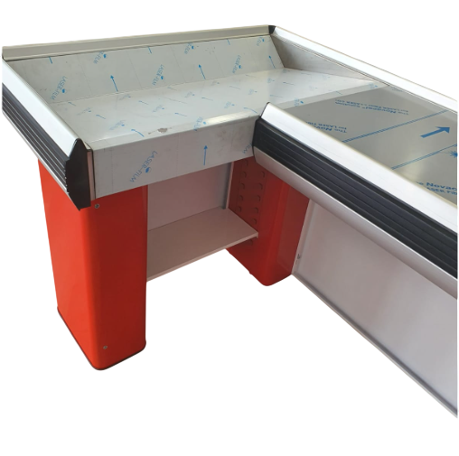 Masa pentru casa de marcat U 180 CM,rama din aluminium,Stanga-Alb/Rosu [2]