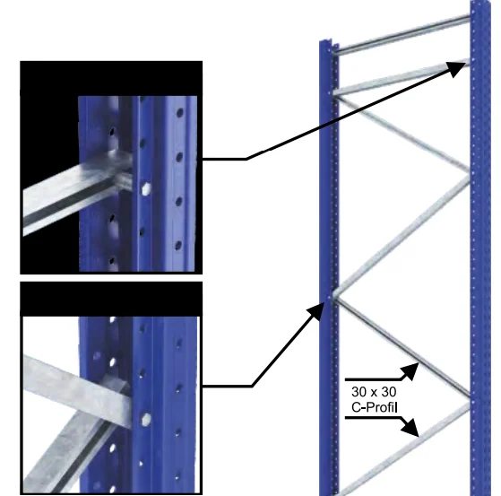 Picior rafturi pentru paleţi,înălţimea 450 cm, latime 105 cm [5]