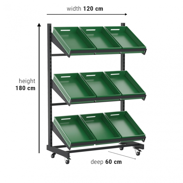 Raft de legume si fructe cu Roti H:180 L:130 cm W:60 cm [2]