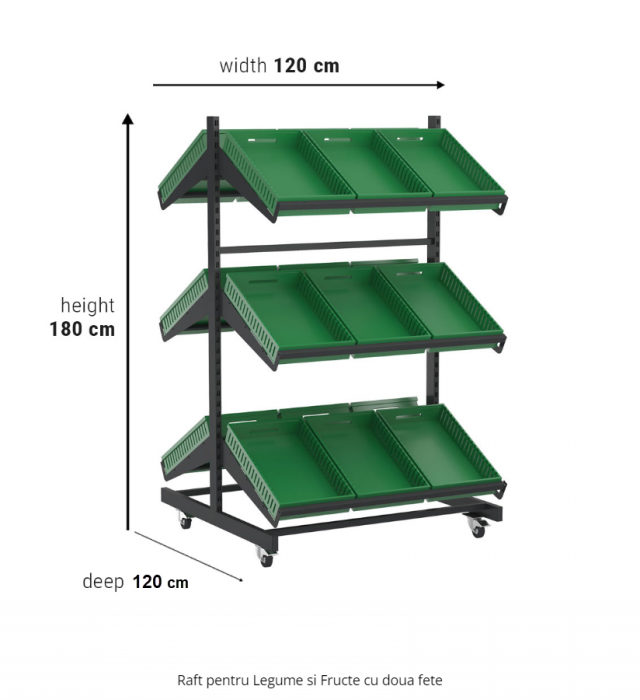 Raft Gondola de legume si fructe cu Roti H:180 L:130 cm W:120 cm [2]