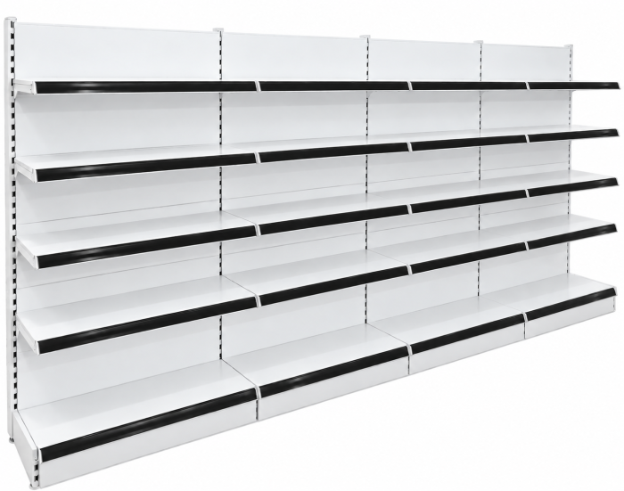 Rafturi de perete, inaltime 200 cm, Lungime 403 cm, Baza 40, Polite 40, Alb [6]