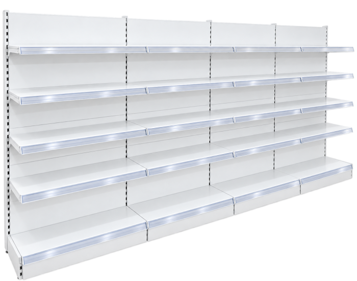 Rafturi de perete, inaltime 200 cm, Lungime 403 cm, Baza 40, Polite 40, Alb [4]