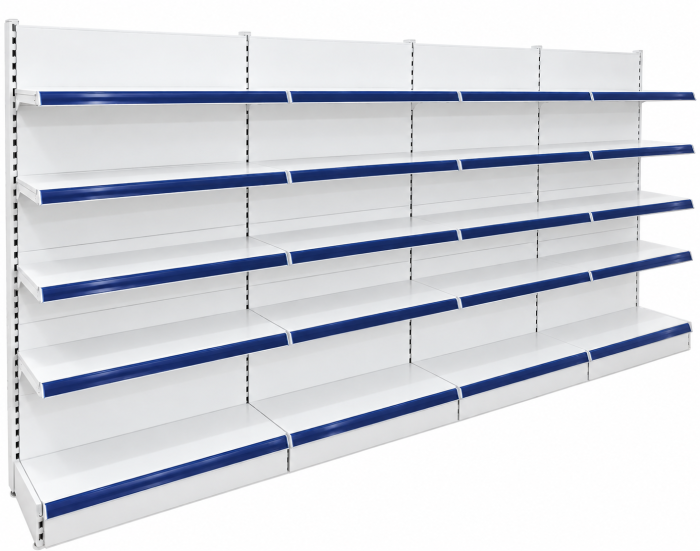 Rafturi de perete, inaltime 200 cm, Lungime 403 cm, Baza 40, Polite 40, Alb [5]