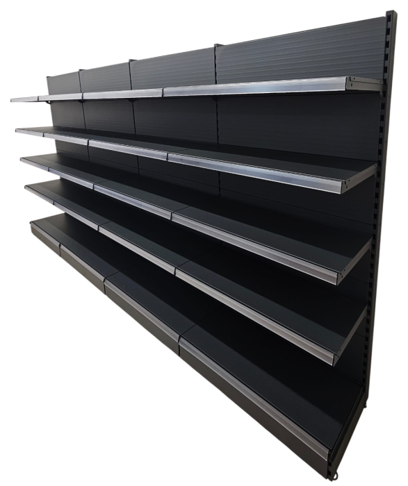 Rafturi de perete, inaltime 200 cm, Lungime 403 cm, Baza 40, Polite 40, Antracit [12]