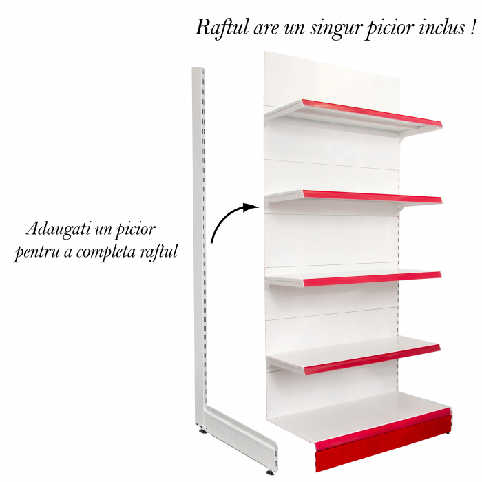 Rafturi de perete, inaltime 225 cm, Baza 50, Polite 40, Alb [2]