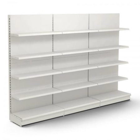 RAFTURI DE MAGAZIN - Rafturi de perete, inaltime 200 cm, Lungime 303 cm, Baza 40, Polite 40, Alb