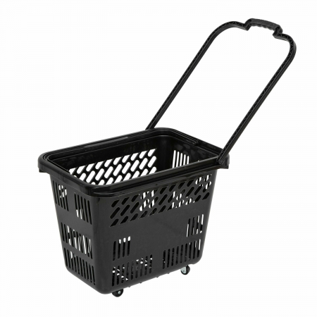 COSURI DE CUMPARATURI - Cos de cumparaturi cu roti si maner 54 litri, Negru
