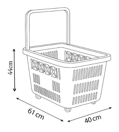 Cos de cumparaturi cu roti si maner 54 litri, Negru [1]