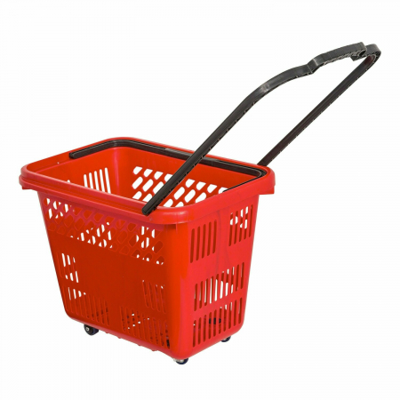 COSURI DE CUMPARATURI - Cos de cumparaturi cu roti si maner 54 litri, Rosu