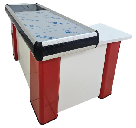 MESE PENTRU CASA DE MARCAT - Masa L 160 cm pentru casa de marcat cu rama din aluminium Alb Rosu