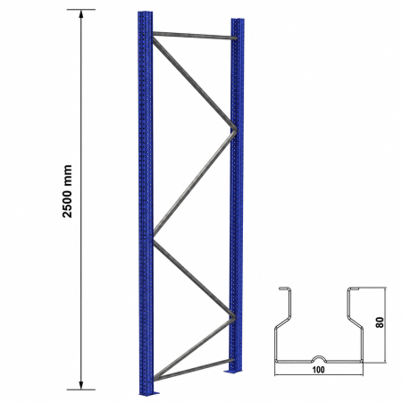 ACCESORII RAFTURI PENTRU PALETI - Picior rafturi pentru paleţi,înălţimea 250 cm, latime 105 cm