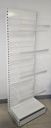 RAFTURI LEGUME FRUCTE SI PANIFICATIE - Raft de Panificatie cu 4 cosuri H:225 L:75 cm W:40 cm Alb