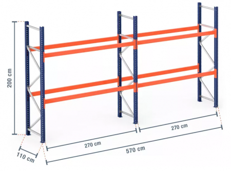 RAFTURI DEPOZITARE PALETI - Raft Palet – H:200 cm x L:570 cm x W:110 cm