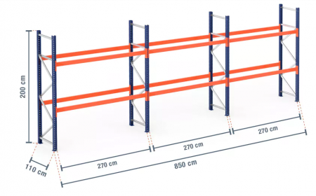 RAFTURI DEPOZITARE PALETI - Raft Palet – H:200 cm x L:850 cm x W:110 cm