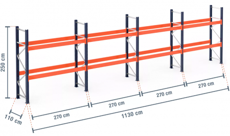 RAFTURI DEPOZITARE PALETI - Raft Palet – H:250 cm x L:1130 cm x W:110 cm