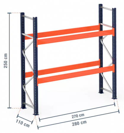 RAFTURI DEPOZITARE PALETI - Raft Palet – H:250 cm x L:280 cm x W:110 cm