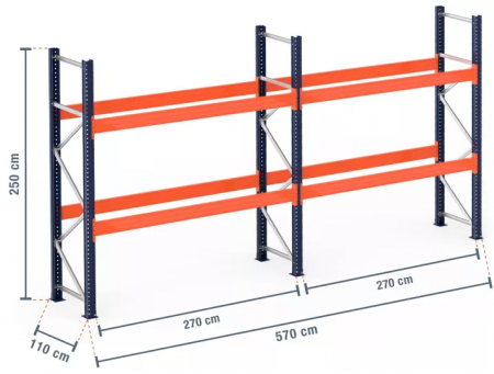 RAFTURI DEPOZITARE PALETI - Raft Palet – H:250 cm x L:570 cm x W:110 cm