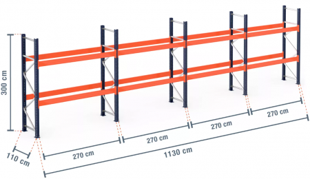 RAFTURI DEPOZITARE PALETI - Raft Palet – H:300 cm x L:1130 cm x W:110 cm