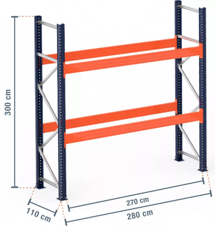 RAFTURI DEPOZITARE PALETI - Raft Palet – H:300 cm x L:280 cm x W:110 cm