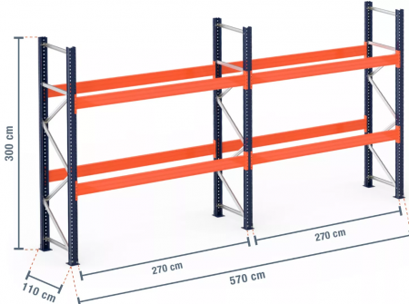 RAFTURI DEPOZITARE PALETI - Raft Palet – H:300 cm x L:570 cm x W:110 cm